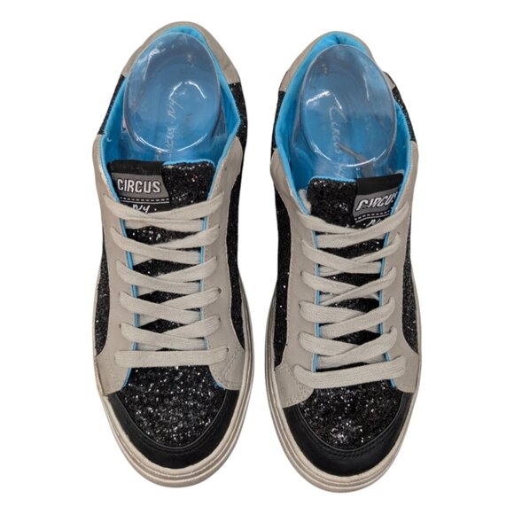 Circus Sam Edelman Tila Glitter Sneakers Womens Black Lace Up Low Top Shoes Sz 8 - Picture 7 of 11